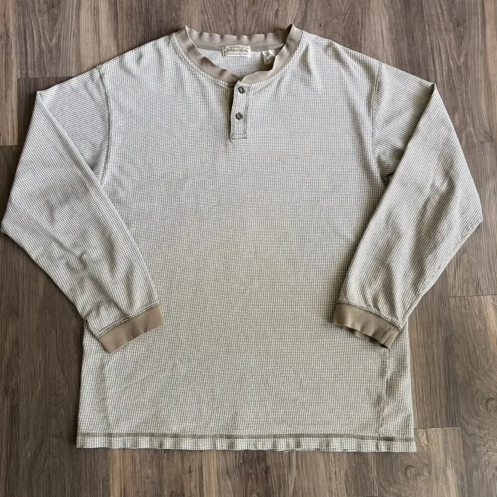 Vintage Henley T-Shirt Men's Size L Long Sleeve Patterned 1990s - Picture 3 of 8